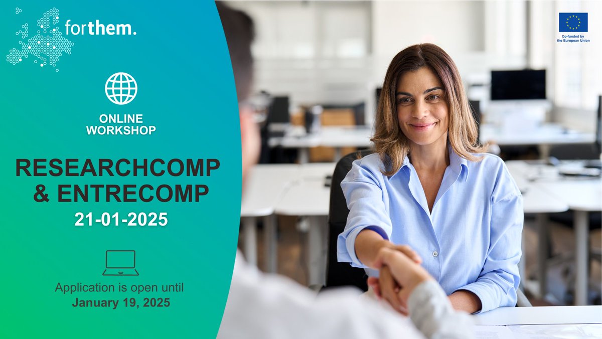 FORTHEM Alliance (@forthemalliance) on Twitter photo Join the Workshop: ResearchComp & EntreComp by FORTHEM Alliance University of JyvΓ€skylΓ€. It will you to the Researcher Competence Framework and Entrepreneurship Competence Framework, helping you sharpen your skills for academia and beyond!
π21 Jan 2024
π forthem-alliance.eu/media/events/dβ¦ Join the Workshop: ResearchComp & EntreComp by FORTHEM Alliance University of JyvΓ€skylΓ€. It will you to the Researcher Competence Framework and Entrepreneurship Competence Framework, helping you sharpen your skills for academia and beyond!
π21 Jan 2024
π forthem-alliance.eu/media/events/dβ¦