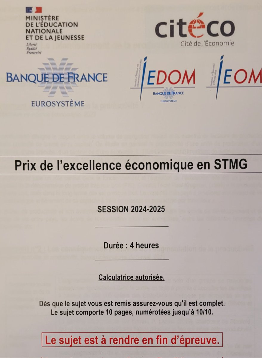 Un grand bravo aux élèves de terminale #STMG du lycée @Lenslycee qui ont composé sur un sujet difficile et exigeant pour le prix de d'excellence économique. @Educfi_BDF <a href="/citeco_officiel/">Citéco</a> <a href="/AcLille/">Académie de Lille</a> <a href="/education_gouv/">Ministère Éducation nationale</a>