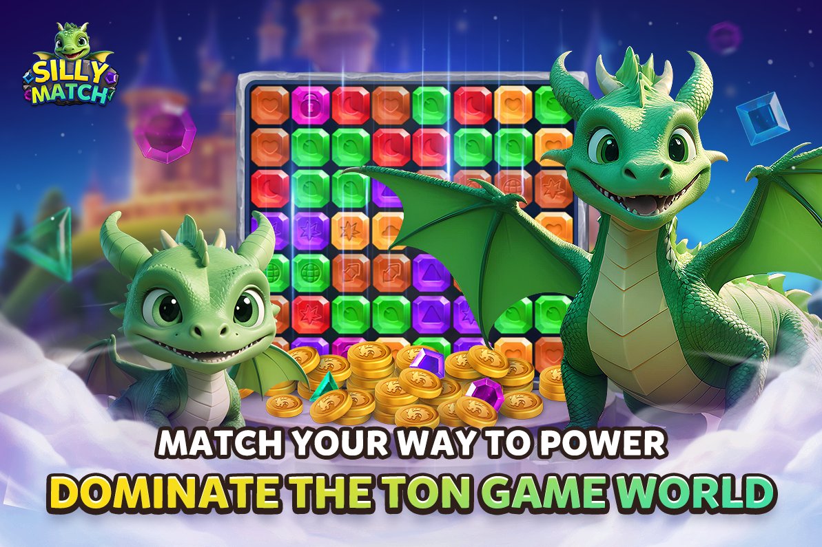 🌟🦖Silly Match: Embark on Your Dragon Quest! 🔮

Get ready for an epic match-3 journey on TON!
💠Match gems &amp; raise dragons🐉
🌐Join Global Community
💎Play-to-Earn rewards
🐶Meme Culture Meets Gaming 

Adventure awaits—let’s conquer the Dragon Kingdom!🎮#SillyMatch  #TONGame