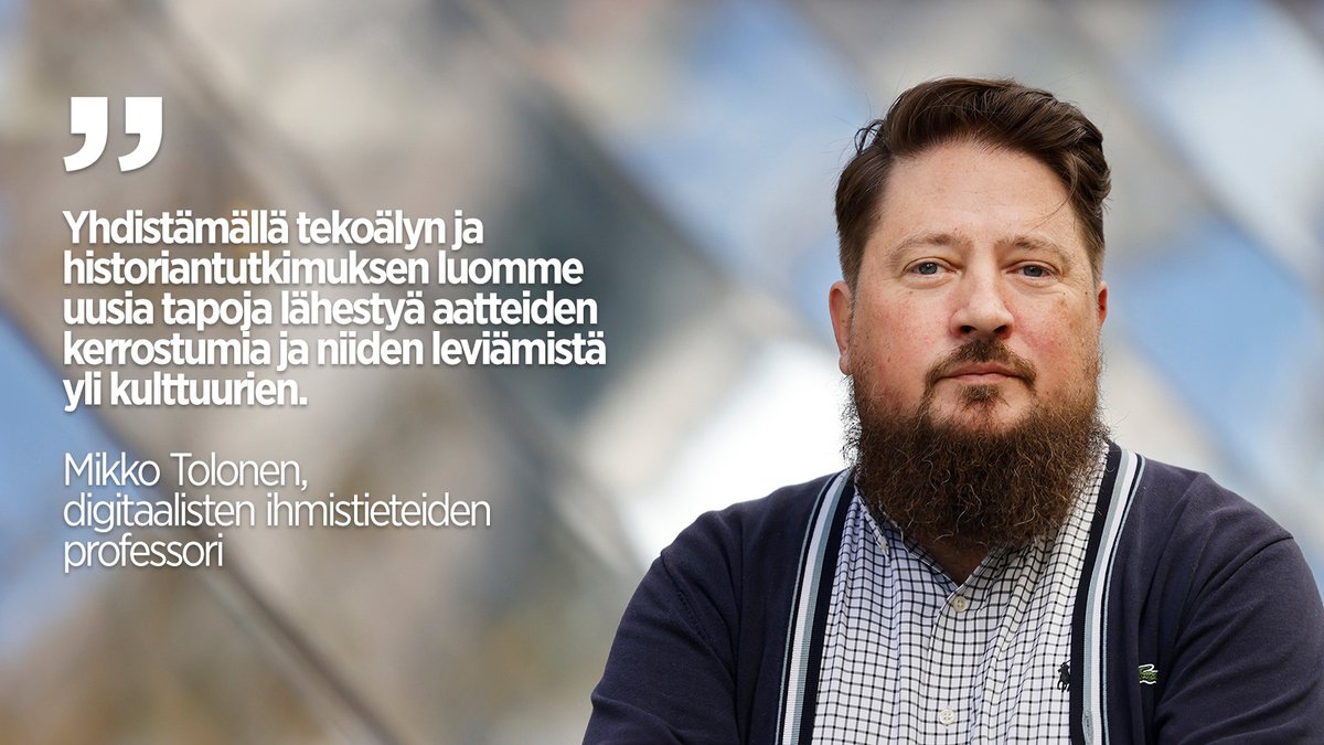 Uudet professorit juhlaluennoivat 4.12.

<a href="/mikko_tolonen/">Mikko Tolonen</a>: Tekoäly ja aatehistorian tutkimus
Aika: 15:30
Paikka: Tekla Hultin, Fabianinkatu 33, 3. krs
Suoratoisto: video.helsinki.fi/unitube/live-s…

👉helsinki.fi/fi/tutustu-mei…
#WeAreHelsinkiUni