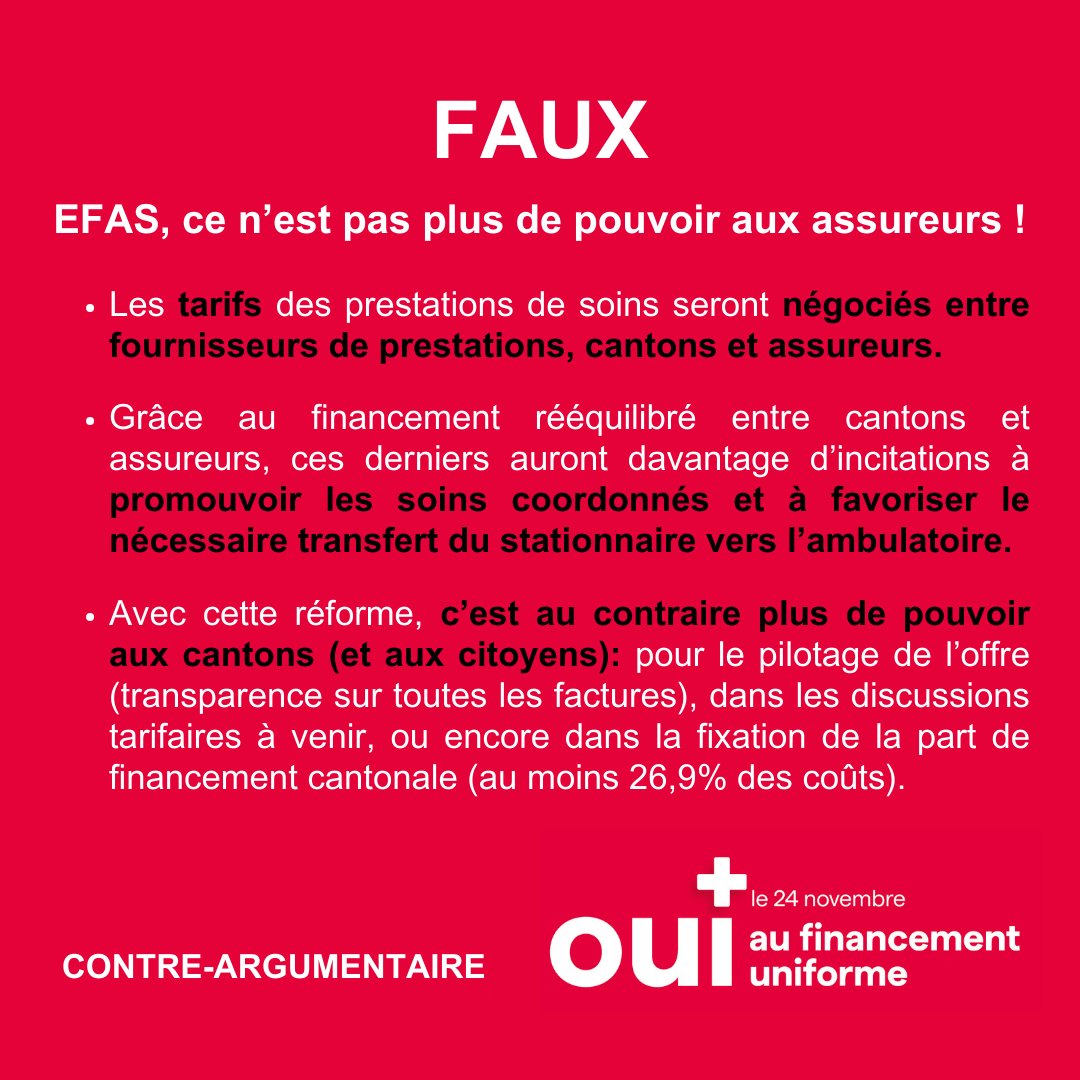📢 Ce dimanche, soulageons enfin les payeurs de primes et offrons un avenir meilleur à notre système de santé en votant un grand OUI au financement uniforme des prestations ! ✔️

🔗 Pour en savoir plus : bit.ly/3zGKDHB
#financementuniforme #CHvote #Vot24
