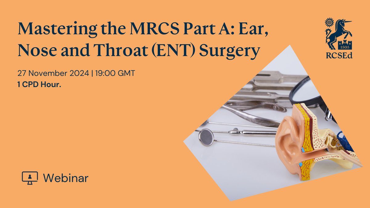 Join our comprehensive webinar series tailored to help you excel in the MRCS Part A examination.

Hosted by FTSS Scotland in collaboration with RCSEd, the next webinar will provide an overview of the common questions relating to ENT surgery.

Register now: bit.ly/4fQvx1y