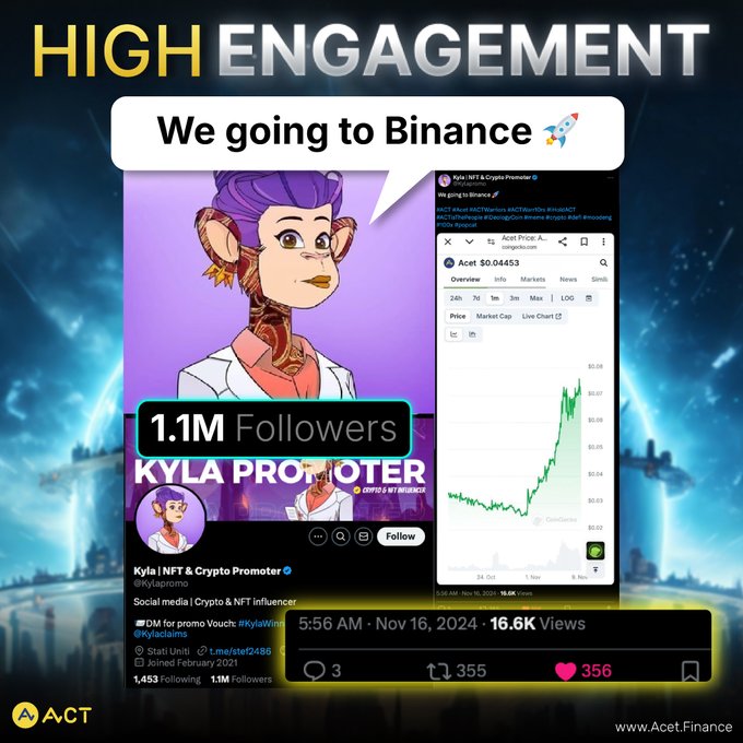 Crypto Influencer Kyla Promotes ACT Token on X Platform