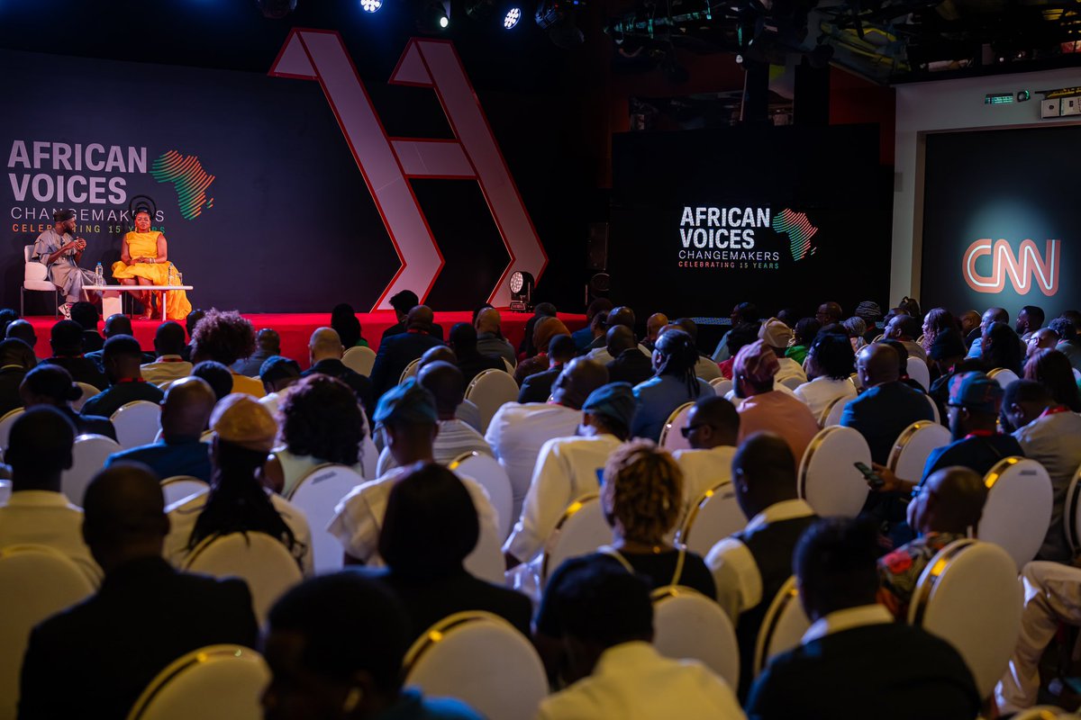 LarryMadowo's tweet photo. To celebrate 15 years of African Voices on CNN, we taped a show with a live audience for the first time ever. 

The amazing @yemialadee was our special guest in Lagos. It airs around the world from 30th November https://t.co/1TIaOaYHdT
