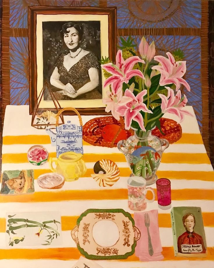 Las mesas repletas de comida y libros que pinta Kiata Mason