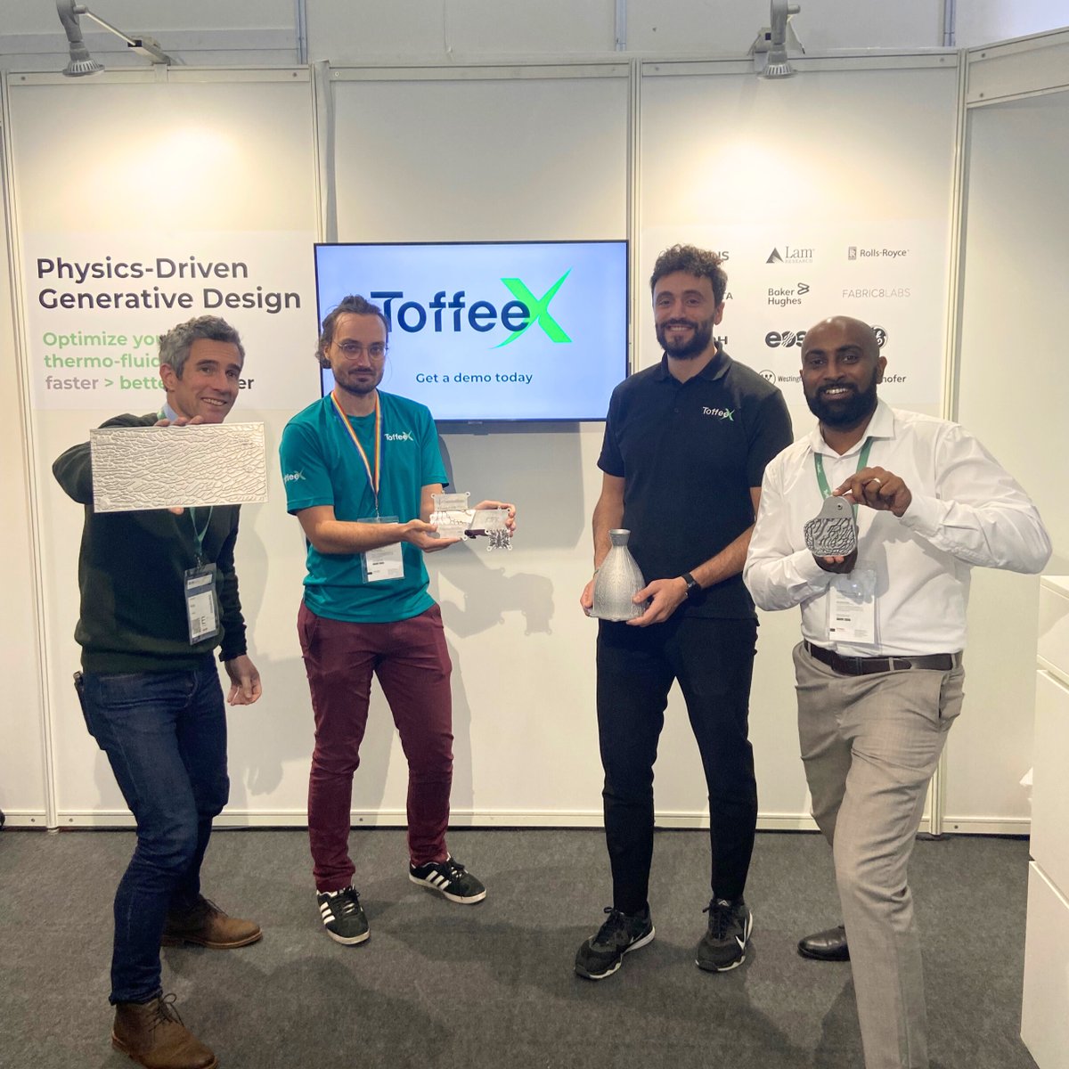 🚀 Day 1 was a blast at @formnext_expo

Come see how ToffeeX integrates human creativity with physics-driven #generativedesign to streamline your design process 👊

📍 Find us at Hall 12.0, Stand A62. We're here all week!

#TradeShow