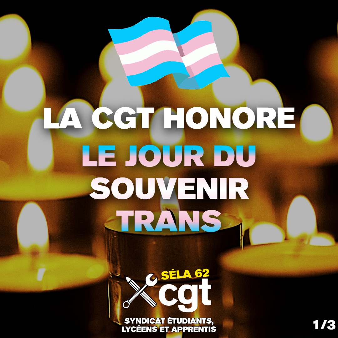 cgtsela62's tweet photo. 🕯️En ce 20 novembre, jour du souvenir trans, nous commémorons toutes les personnes trans disparues.

🏳️‍⚧️ Nous pensons à leurs proches, à ceux qui continuent de se battre pour leur mémoire et pour un avenir sans haine, ni violence. https://t.co/DaSJs40hir