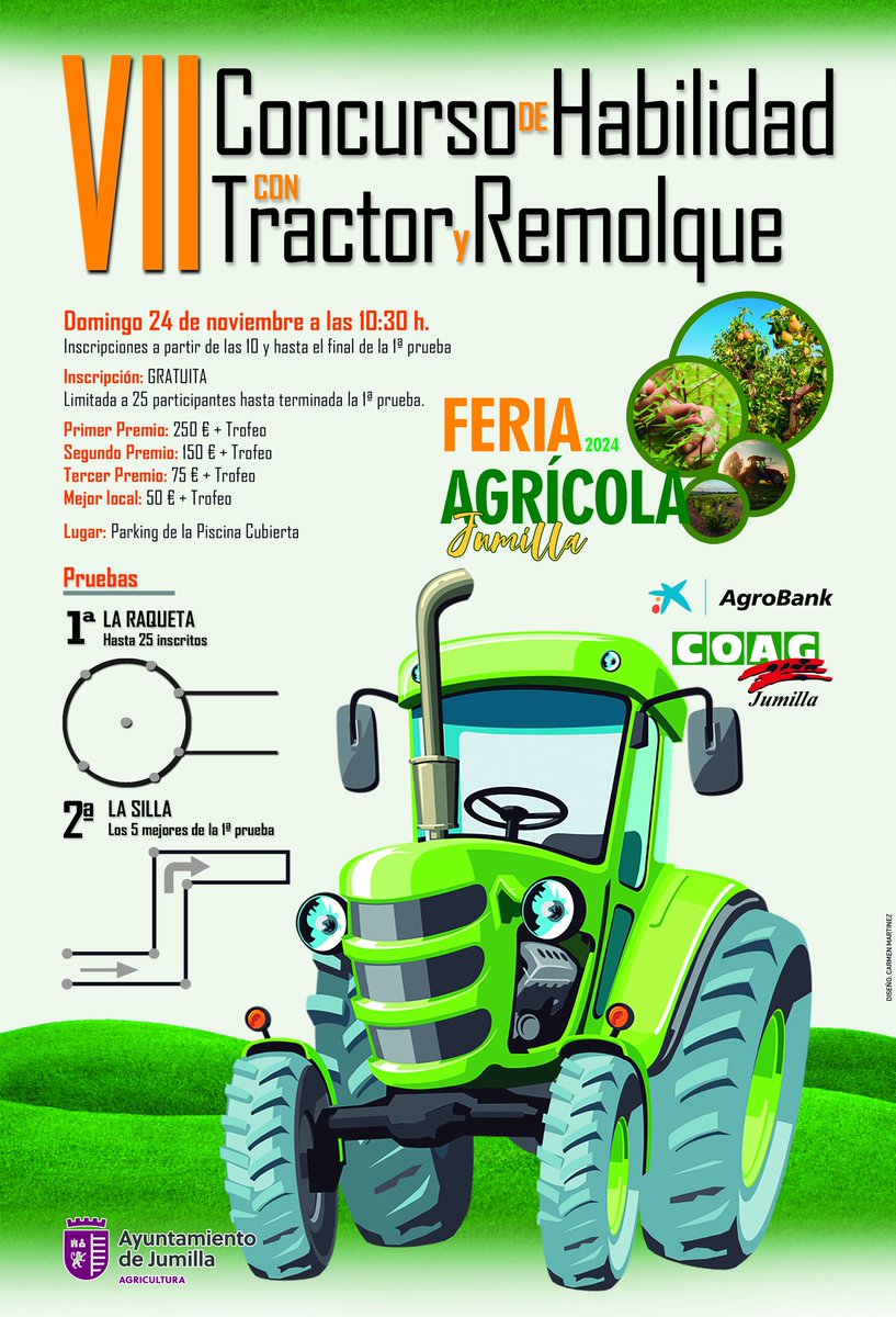 ¿Tienes lo que se necesita para ser el mejor al volante? 🚜
COAG Iniciativa Rural y la Unión de Campesinos y Ganaderos de Jumilla te invitan al VII Concurso de Habilidades con Tractor y Remolque  2024.¡Te esperamos para disfrutar juntos de este gran evento!
