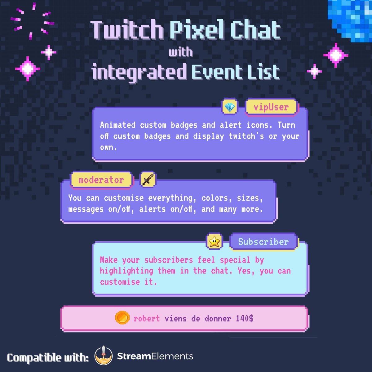 streamerwidget's tweet image. ⊹ ࣪ ˖ time for a Giveaway !! ⊹ ࣪ ˖
did these Pixel Chats widgets for Twitch and I think they will be a great fit for a retro streamer 

⊹ ࣪ ˖ you know what to do ^_^  ⤹   
     • follow • like • share

⊹ ࣪ ˖ more in the 1st comment  ↓↓↓↓

#twitchstreamers #retrogaming