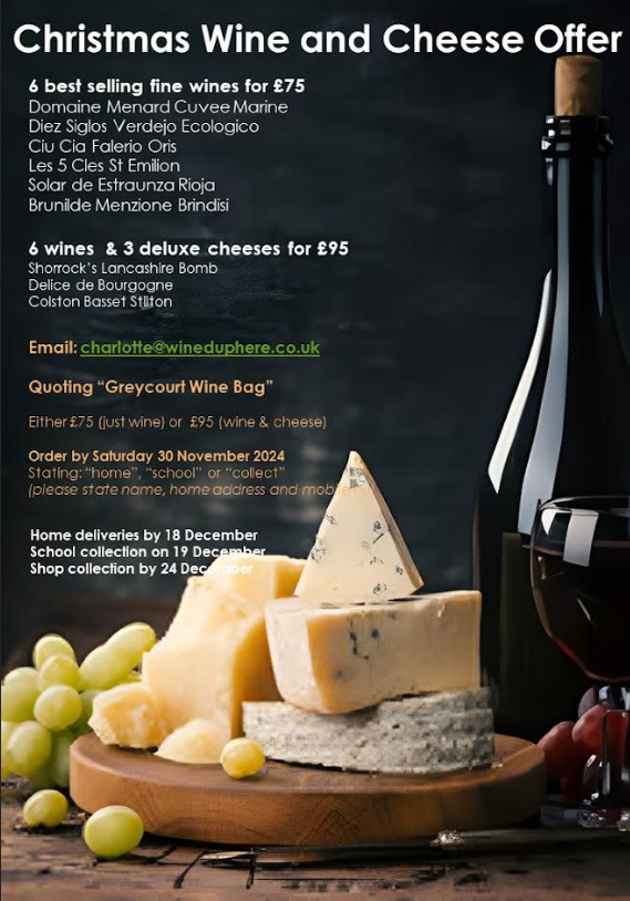 Our first festive offer of the season has arrived, thanks to <a href="/Wineduphere/">Charlotte</a> <a href="/greycourtpa/">Grey Court School PA</a> 
2 deals to choose from
6-bottles, or 
6-bottles &amp; 3-cheese 
Details below. Just remember to order by Nov 30th