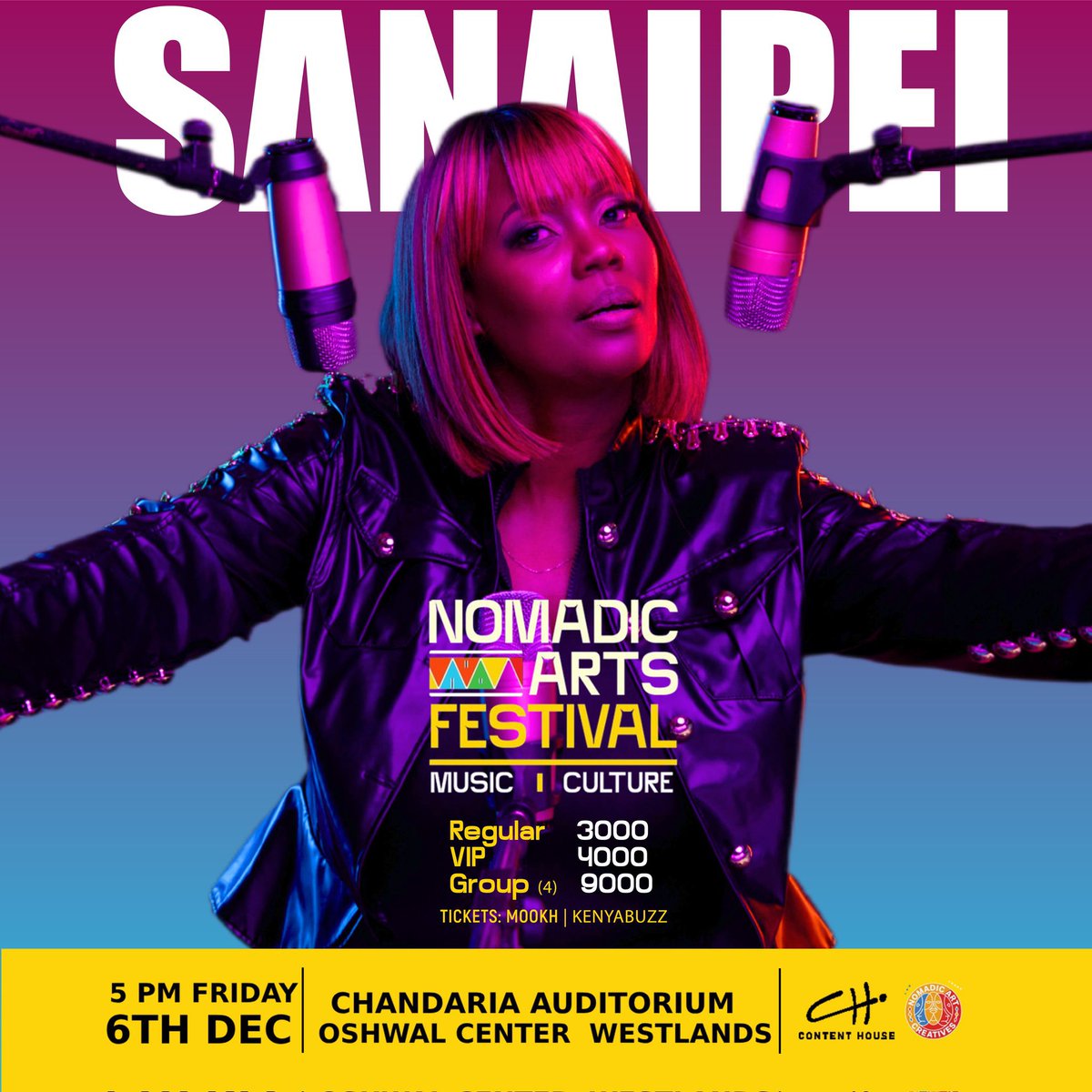 The #NomadicArtsFestival line up for 6th December is coming along nicely. <a href="/Sanaipei_Tande/">Sanaipei Tande</a> will be joining #TurkanaSessions on stage. The band will also be accompanied by HVMND Orchestra. 

mookh.com/event/nomadic-…