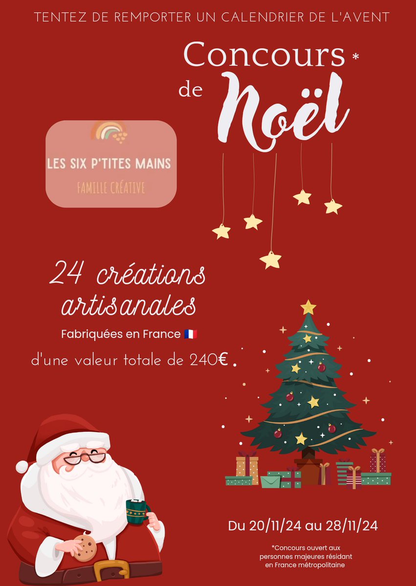Rendez-vous sur notre page #Instagram ou #Facebook pour participer et tenter de gagner 240€ de créations artisanales #madeinfrance 🇫🇷 ! 

instagram.com/les_six_ptites…

#concours #france #noel #giveaway