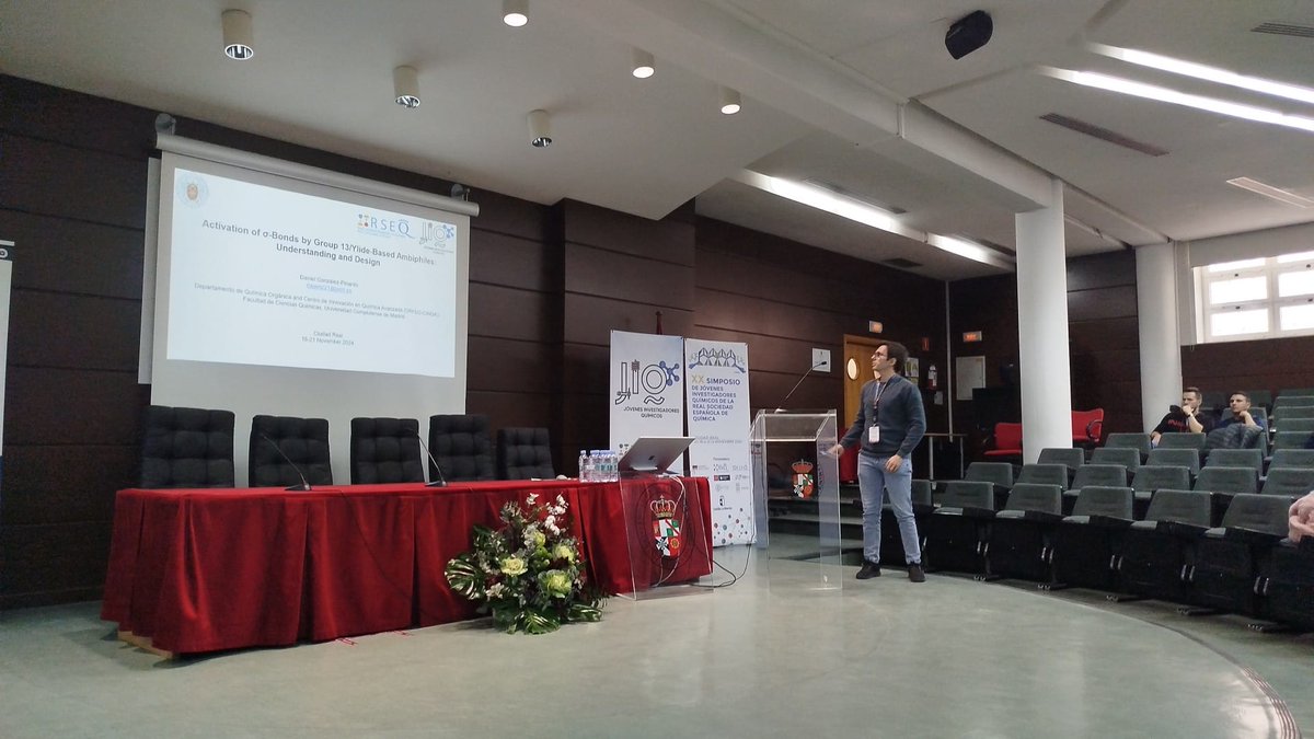Jóvenes Investigadores Químicos (JIQ-RSEQ) (@jovenesquimicos) on Twitter photo The final talk before the coffee break is given by Daniel González <a href="/unicomplutense/">Complutense</a> giving an overview on his research in activation of sigma bonds by group 13/ylide-based ambiphiles. The final talk before the coffee break is given by Daniel González <a href="/unicomplutense/">Complutense</a> giving an overview on his research in activation of sigma bonds by group 13/ylide-based ambiphiles.