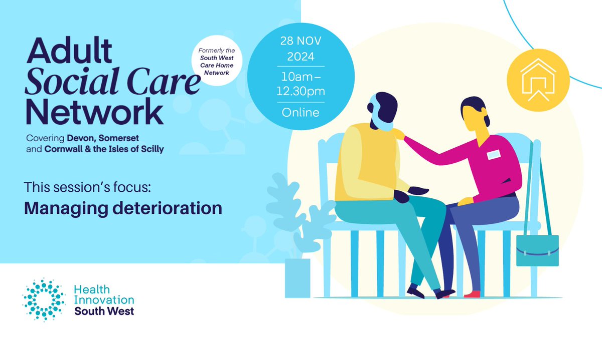 HealthInSW's tweet photo. Do you work in adult social care?

Don't miss our next FREE online event on the 28th Nov offering peer-to-peer support and showcasing, celebrating, and sharing ideas across urgent and emergency care and adult social care.   

Find out more &amp; register: https://t.co/FXu4hRH8j0 https://t.co/6OfcizXoM1