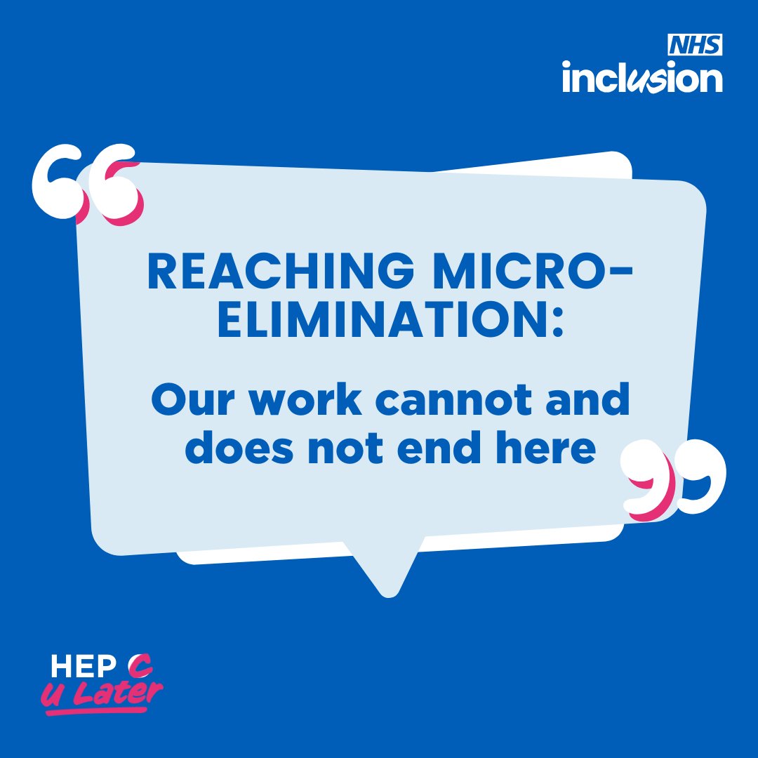 Inclusion_NHS's tweet photo. As a proud member of @NHS_APA we work with closely with @HepC_U_Later for shared goal of eliminating #HepC 
12 months ago we were the largest organisation to reach micro-elimination across all our drug services in England, &amp; our work does not stop here!
#EuroTestWeek #HepCULater https://t.co/7HkLXFKkgl
