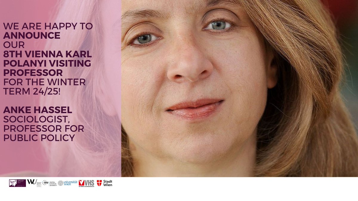 International Karl Polanyi Society (@kpolanyisociety) on Twitter photo We are honored to present <a href="/AnkeHassel/">Anke Hassel</a> as our 8th Vienna Karl Polanyi Visiting Professor! She will hold a PhD Seminar <a href="/univienna/">Universität Wien</a> & a Public Lecture <a href="/vhs_wien/">Wiener Volkshochschulen</a> & a Workshop <a href="/ceu/">Central European University</a>. For more visit: karlpolanyisociety.com/polanyi-guest-……
<a href="/Stadt_Wien/">Stadt Wien</a> <a href="/wu_vienna/">WU Vienna</a> <a href="/AWien89842/">Arbeiterkammer Wien</a> #ikps We are honored to present <a href="/AnkeHassel/">Anke Hassel</a> as our 8th Vienna Karl Polanyi Visiting Professor! She will hold a PhD Seminar <a href="/univienna/">Universität Wien</a> & a Public Lecture <a href="/vhs_wien/">Wiener Volkshochschulen</a> & a Workshop <a href="/ceu/">Central European University</a>. For more visit: karlpolanyisociety.com/polanyi-guest-……
<a href="/Stadt_Wien/">Stadt Wien</a> <a href="/wu_vienna/">WU Vienna</a> <a href="/AWien89842/">Arbeiterkammer Wien</a> #ikps