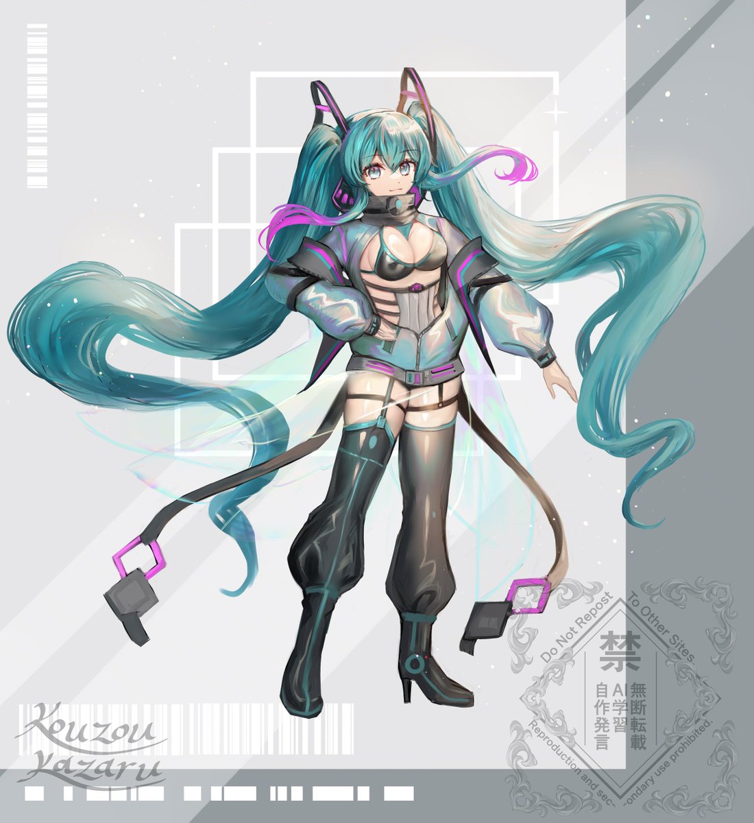 初音ミク 「オリジナル衣装(リメイク)なミクのrkgk #初音ミク」|構造飾(かざる) @お仕事募集中のイラスト