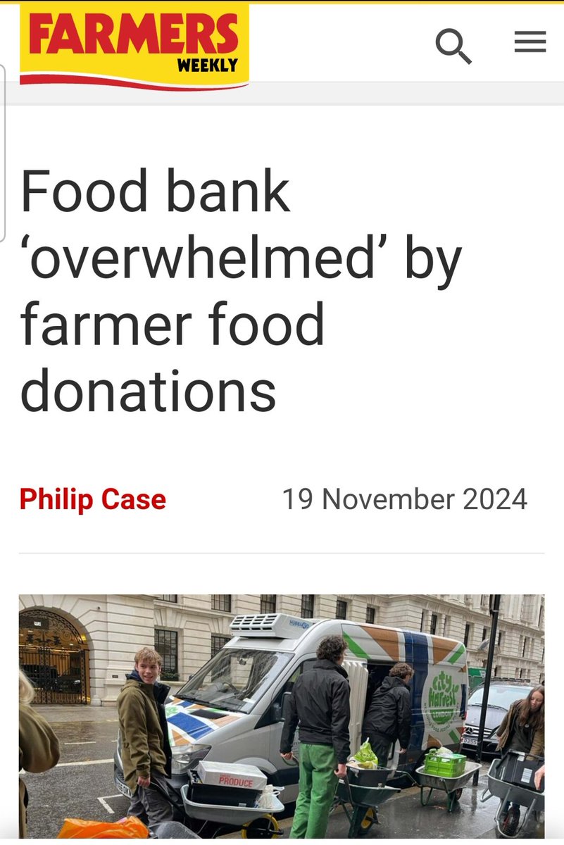 It's funny how this didn't make the news reports 
Staff at London Food Bank City Harvest say they have been “overwhelmed” by large amounts of food donated by British farmers.
Organisers of the London Farming Rally, which took place at Westminster on Tuesday 19 November,