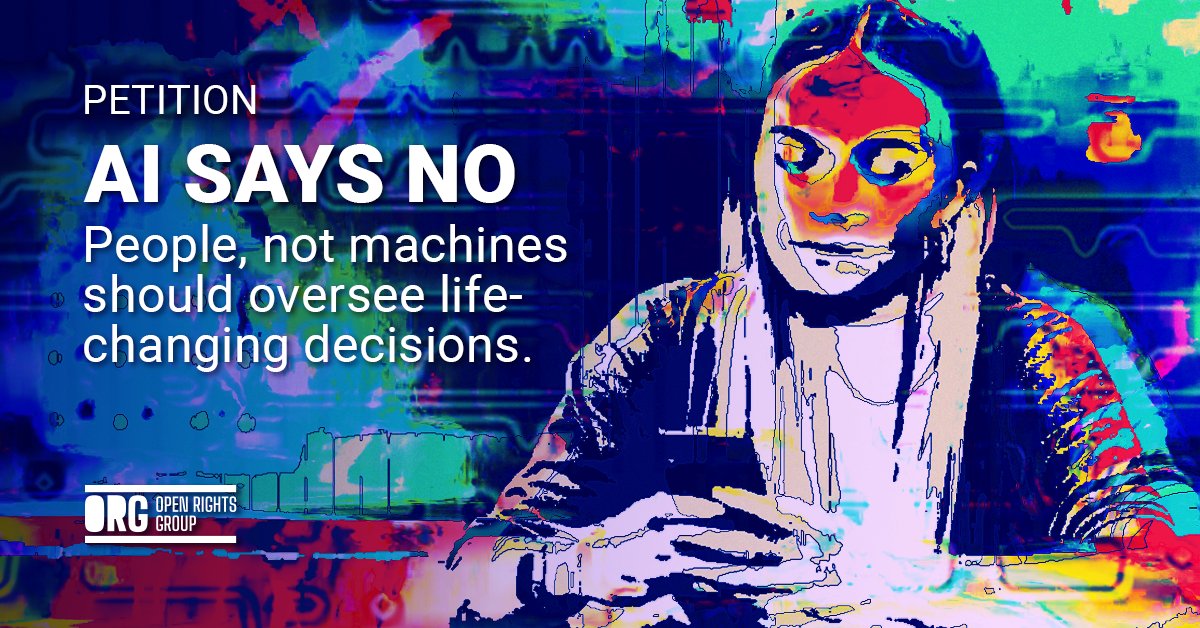 OpenRightsGroup's tweet photo. ⚠️ The #DataBill will unleash AI harms ⚠️

Being stripped back is the right to human review over automated decisions – even if they have life-changing impacts.

Life mustn’t be haunted by the ghost in the machine.

Sign our petition: keep human review!

➡️ https://t.co/7QtOYcxKnP https://t.co/7jtIq9z7hY