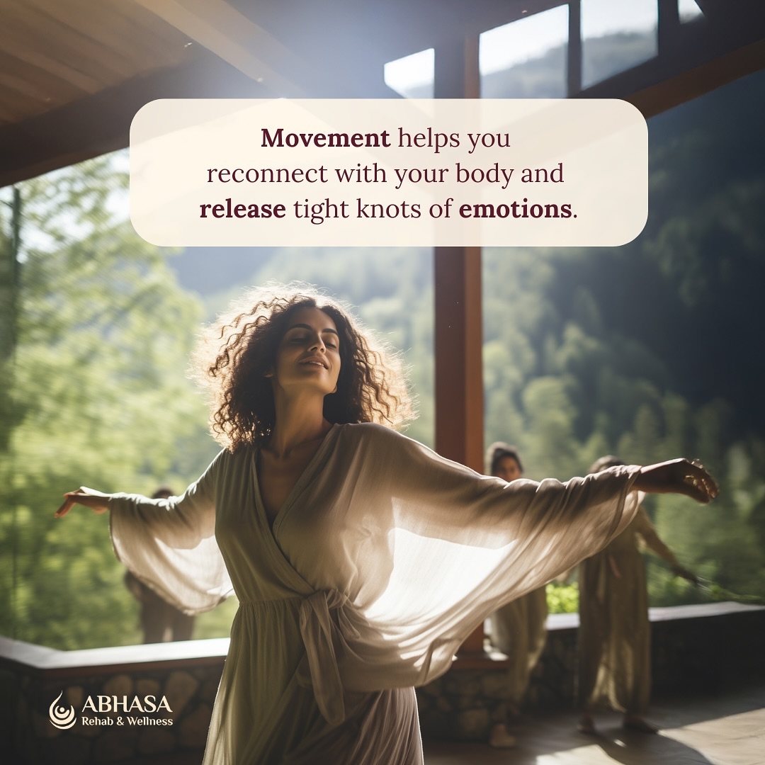 AbhasaCentre's tweet image. When we move our bodies, we release endorphins—nature’s feel-good hormones—that help combat stress and lift our mood. Plus.

visit us at abhasa.in or contact us at +91 73736 44444 for support. 

#grief #MentalHealth #movementtherapy #therapy #theabhasaexperience