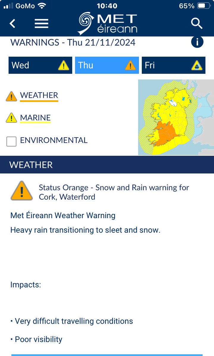 Status Orange Level Rain and Snow Warning Issued for tomorrow. Nowcast as usual when it comes to snow in these parts.