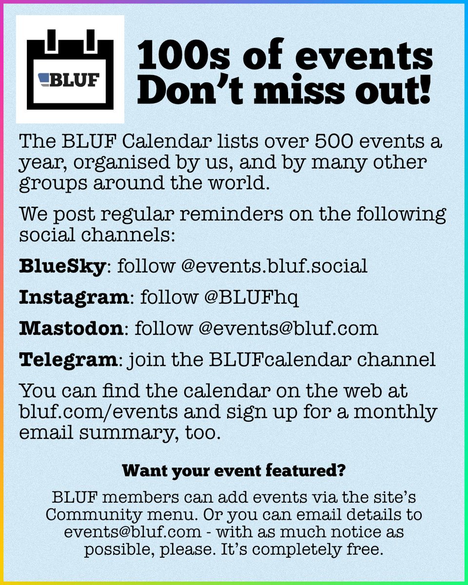 Want regular calendar updates? We suggest following one of our other social channels. Right now, BlueSky or Instagram is the best bet