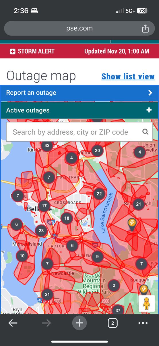 gansvv's tweet image. Post windstorm effects: Fairly complete power outage in Redmond, Bellevue, Issaquah and Sammamish.