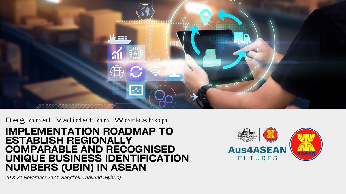 AusAmbASEAN's tweet photo. 🇦🇺’s support for ASEAN’s digital transformation (#DEFA) is building resilient, integrated & efficient markets for #MSMEs.
Under #Aus4ASEANFutures, a new regional digital ID (#UBIN) seeks to reduce admin hurdles, lower costs, improve transparency & grow cross-border trade. https://t.co/Q7QULI5nYm