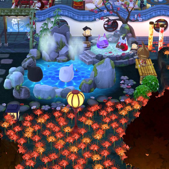 kasupokemin's tweet photo. 猫ちゃんいっぱいの銭湯♨️
癒されに来てね🐱

#ポケ森 #ポケ森レイアウト
#ポケ森ニンドリ_ありがとう https://t.co/tDoqwwuIjE