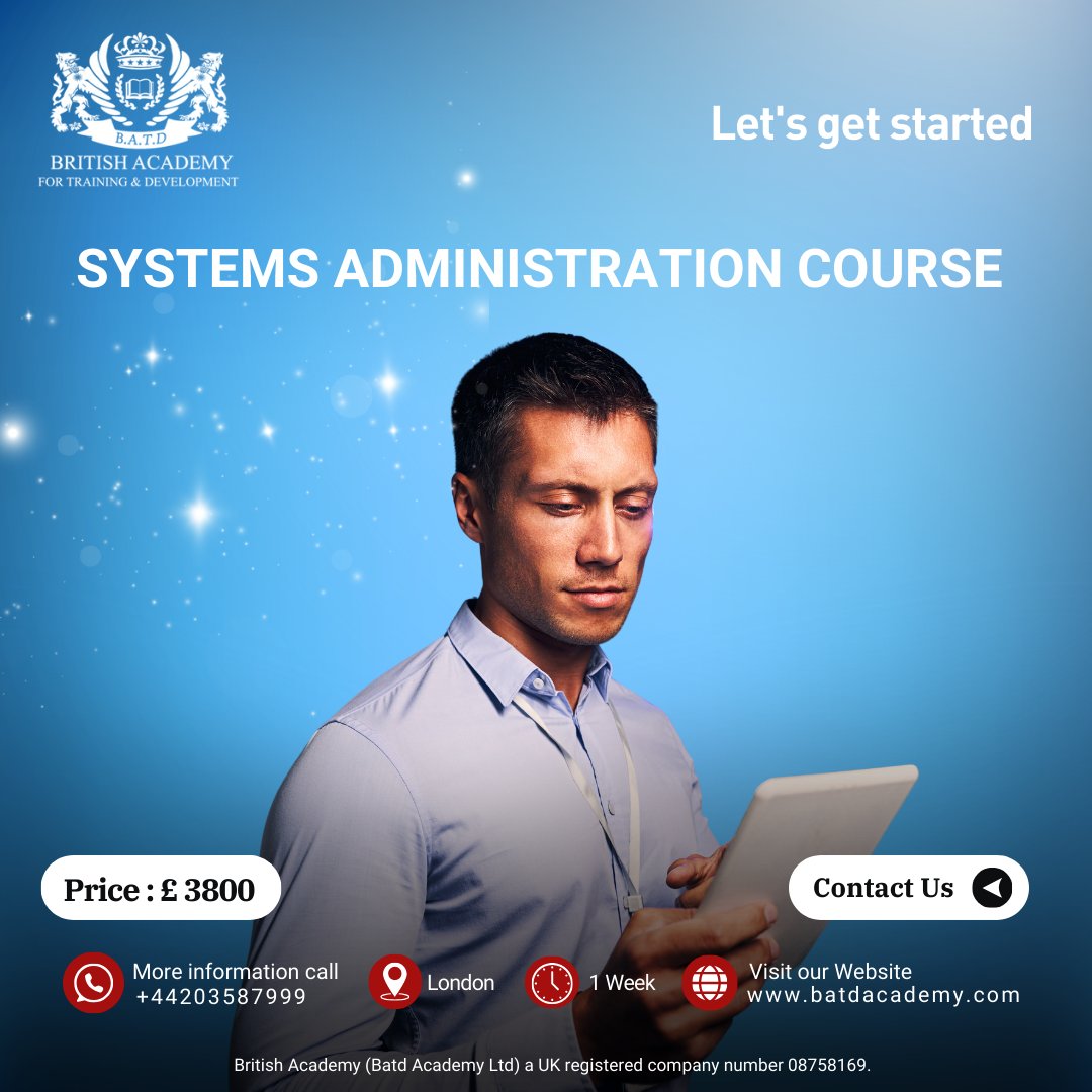 batdacademy_en's tweet image. Our Academy offers a comprehensive Systems Administration course designed to equip you with the essential skills to manage and optimize IT infrastructures.
Contact Us:
Website: batdacademy.com
WhatsApp: wa.me/+442035827999
Phone: +442035827999
#SystemsAdmin
