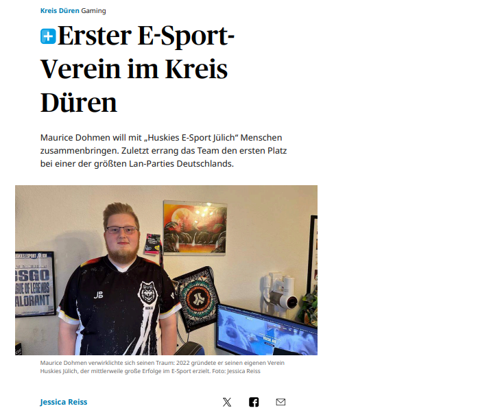 HuskJuelichgg's tweet photo. Wir sind in der #Zeitung 😍
durch den ersten Platz auf der #Northcon und unsere Arbeit auf Social Media sind die Lokalen Medien auf uns aufmerksam geworden 😍
Schaut rein in den Artikel und macht euch ein Bild von Huskies eSport Jülich 😍
#HUSKKGG #JÜLICH #Presse https://t.co/ygF6FXSAWc