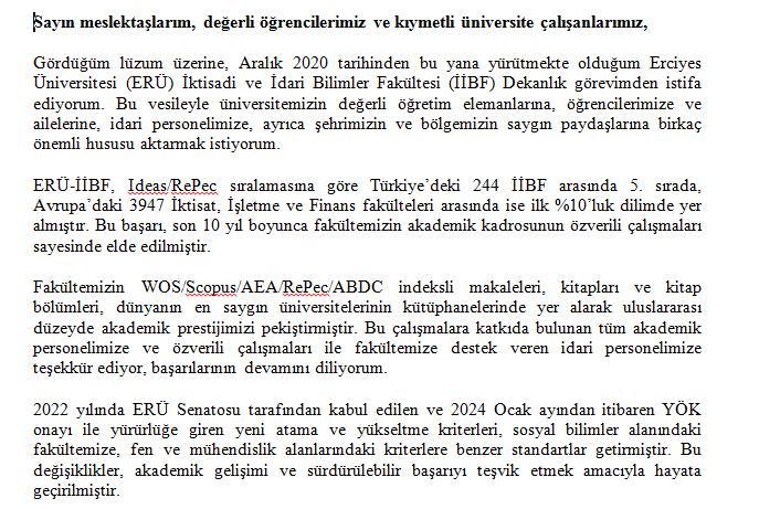 maviwest's tweet photo. Sayın meslektaşlarım, değerli öğrencilerimiz ve kıymetli üniversite çalışanlarımız,
Gördüğüm lüzum üzerine, Aralık 2020 tarihinden bu yana yürütmekte olduğum Erciyes Üniversitesi İktisadi ve İdari Bilimler Fakültesi, Dekanlık görevimden istifa ediyorum. Saygılarımla https://t.co/KOJKj3G7E3