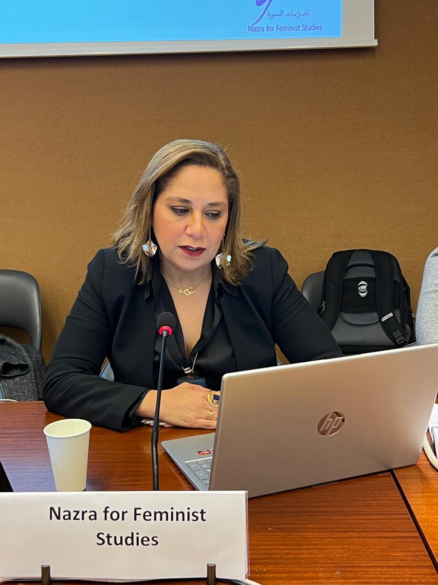 UPRinfo's tweet photo. #PS48 @mozn from @Nazra_Mena spoke about women's rights in 🇪🇬. They urged #Egypt to criminalize violence against #Women, establish a prosecutor's office to investigate #SexualViolence crimes, and create a national framework for the 1325 UN resolution on women's peace and security https://t.co/YONaEyRCsi