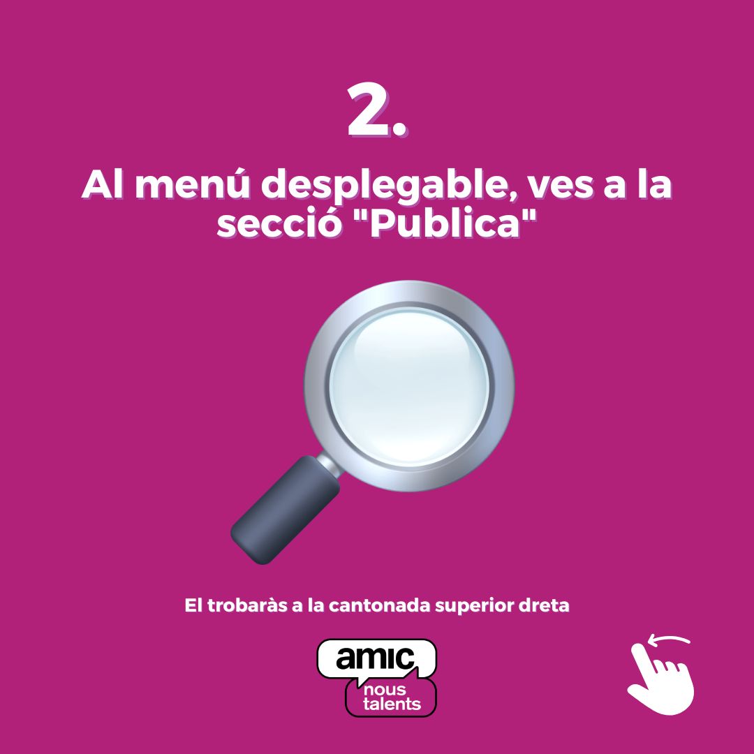 AmicNousTalents's tweet photo. ⚠️ Si ja estàs inscrit en aquesta 2a
edició d'#AMICNousTalents, el següent pas
es publicar el teu projecte abans del 30 de novembre!

👉 Descobreix com de fàcil és fer-ho!

#talent #creadors #amiccreadors #xarxes #podcast
#reels #concurs #joves https://t.co/9OucJpXiL8