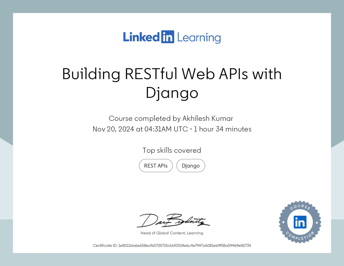 AkilesshKummar's tweet image. Building RESTful Web APIs with Django
#restfulwebapi #webapi #django #djangoframework #djangodeveloper #pythonprogramming #python #pythondeveloper #BackendDeveloper #backenddevelopment #SoftwareDevelopment