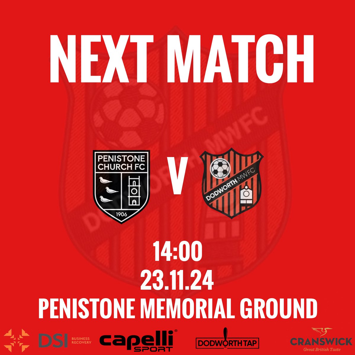 Dodworth Miners Welfare FC (@dmwfc) on Twitter photo π‘ππ«π§ π ππ§ππ
We are back in league action this weekend as we make the short journey west to Penistone Church.
π Penistone Church Reserves FC
π Saturday 23rd November
β°14:00 KO
π Penistone Memorial Ground
π SHCFA Premier League
#DMWFC | <a href="/SHCFA/">Sheffield FA β½οΈ</a> π‘ππ«π§ π ππ§ππ
We are back in league action this weekend as we make the short journey west to Penistone Church.
π Penistone Church Reserves FC
π Saturday 23rd November
β°14:00 KO
π Penistone Memorial Ground
π SHCFA Premier League
#DMWFC | <a href="/SHCFA/">Sheffield FA β½οΈ</a>