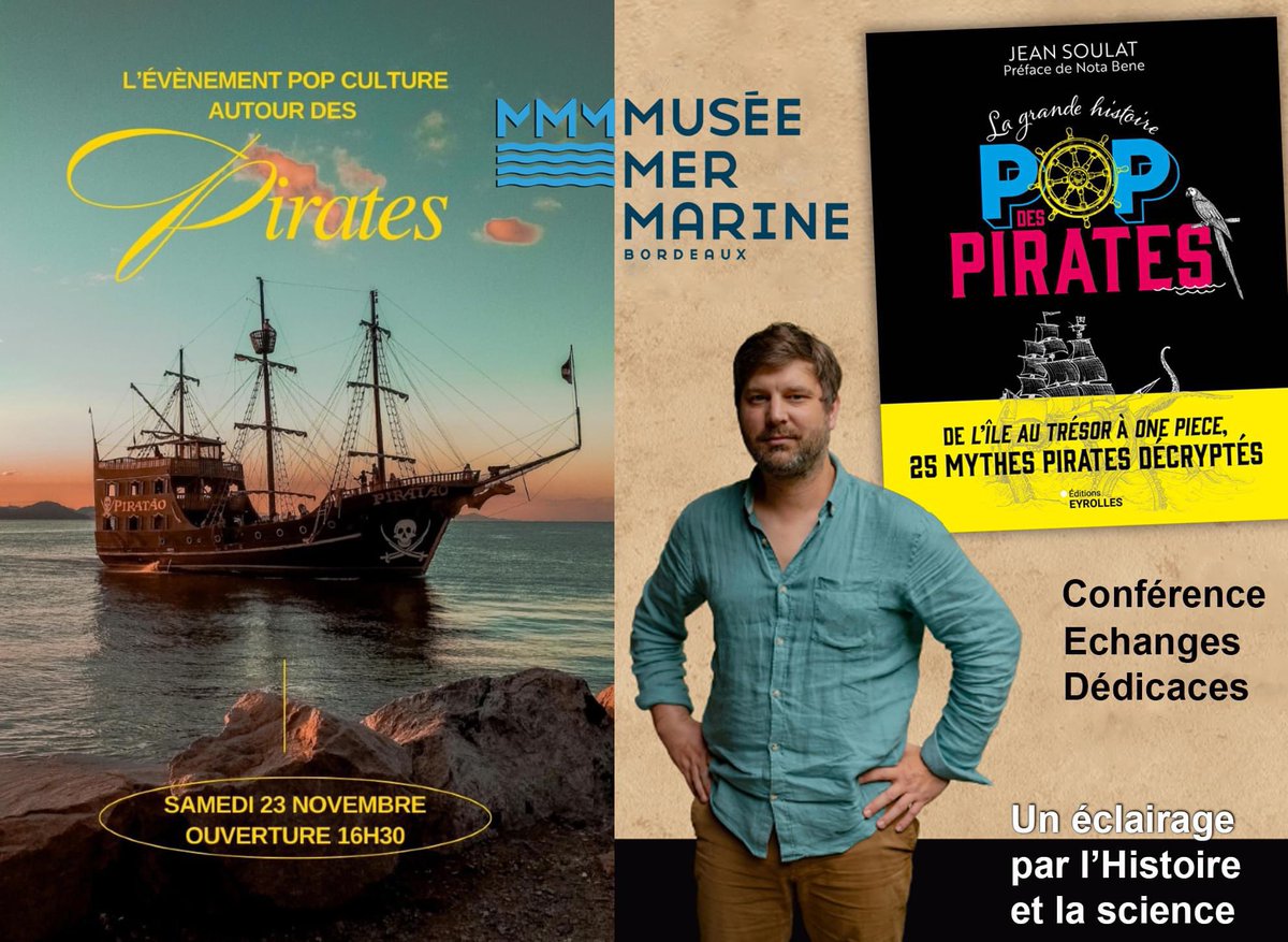 Samedi au <a href="/MMMBordeaux/">Musée Mer Marine de Bordeaux</a> <a href="/BxMetro/">Bordeaux Métropole</a> Venez nombreux dès 16h30 ! <a href="/de_piraterie/">Archéologie de la Piraterie des XVIIe-XVIIIe s</a> <a href="/CNRS/">CNRS 🌍</a> <a href="/Drassm_Culture/">DRASSM</a> <a href="/Carolinelemao/">Caroline Le Mao</a> <a href="/archeosciences/">Archéosciences Bordeaux</a> <a href="/univbordeaux/">Université de Bordeaux</a> <a href="/BordeauxTourism/">Bordeaux Tourisme</a>
