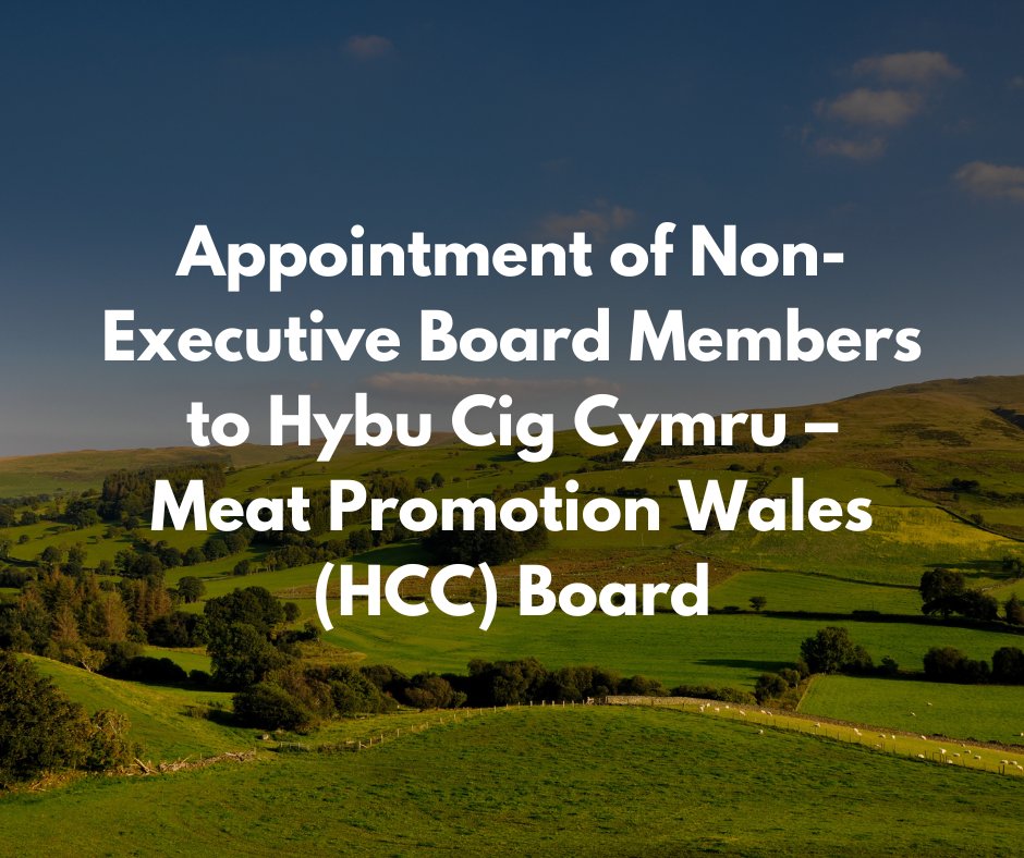 Do you have an interest in supporting the promotion, development and marketing of Welsh red meat?

<a href="/HybuCigCymru/">HCC</a> / Meat Promotion Wales is looking to appoint non-Executive Board Members to its Board.

More details here: 

cais.tal.net/vx/appcentre-r…
