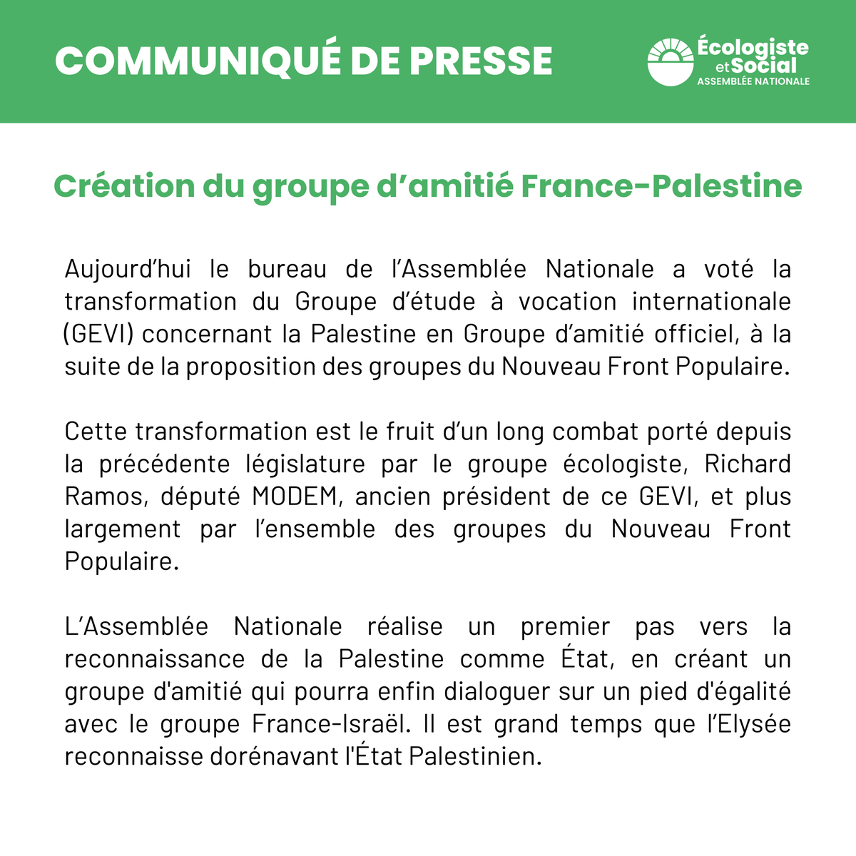 Groupe Ecologiste et Social tweet media