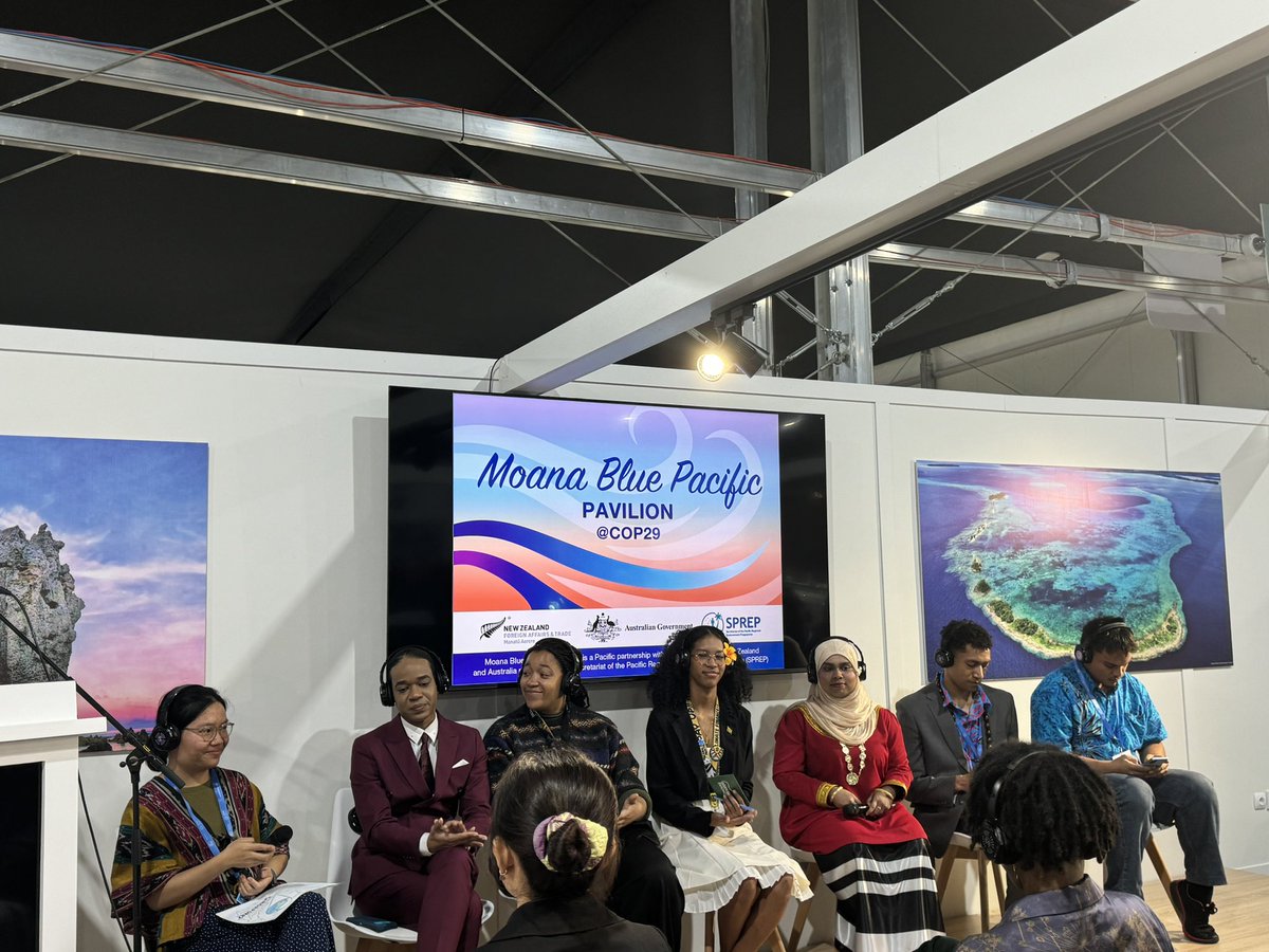 TheCVF's tweet image. #CVFMembers @COP29_AZ: Happening Now at the Moana Pavilion 

A session on “Empowering SIDs Youth: Driving Climate Justice Through Interregional Collaboration,”