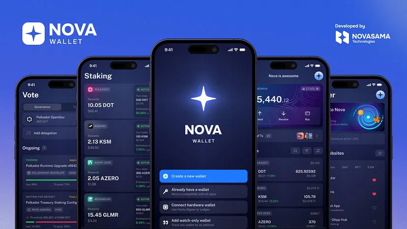Polkadot's tweet photo. Nova wallet

@NovaWalletApp is a mobile wallet, its UI/IX is 💯

🔹 Access to 90+ networks
🔹 Over 410+ cross-chain transfer options
🔹 Seamlessly participate in Polkadot governance
🔹 100% open-source &amp; no data collection
🔹 Telenova - new self-custody Telegram wallet https://t.co/VA3lylN6UA