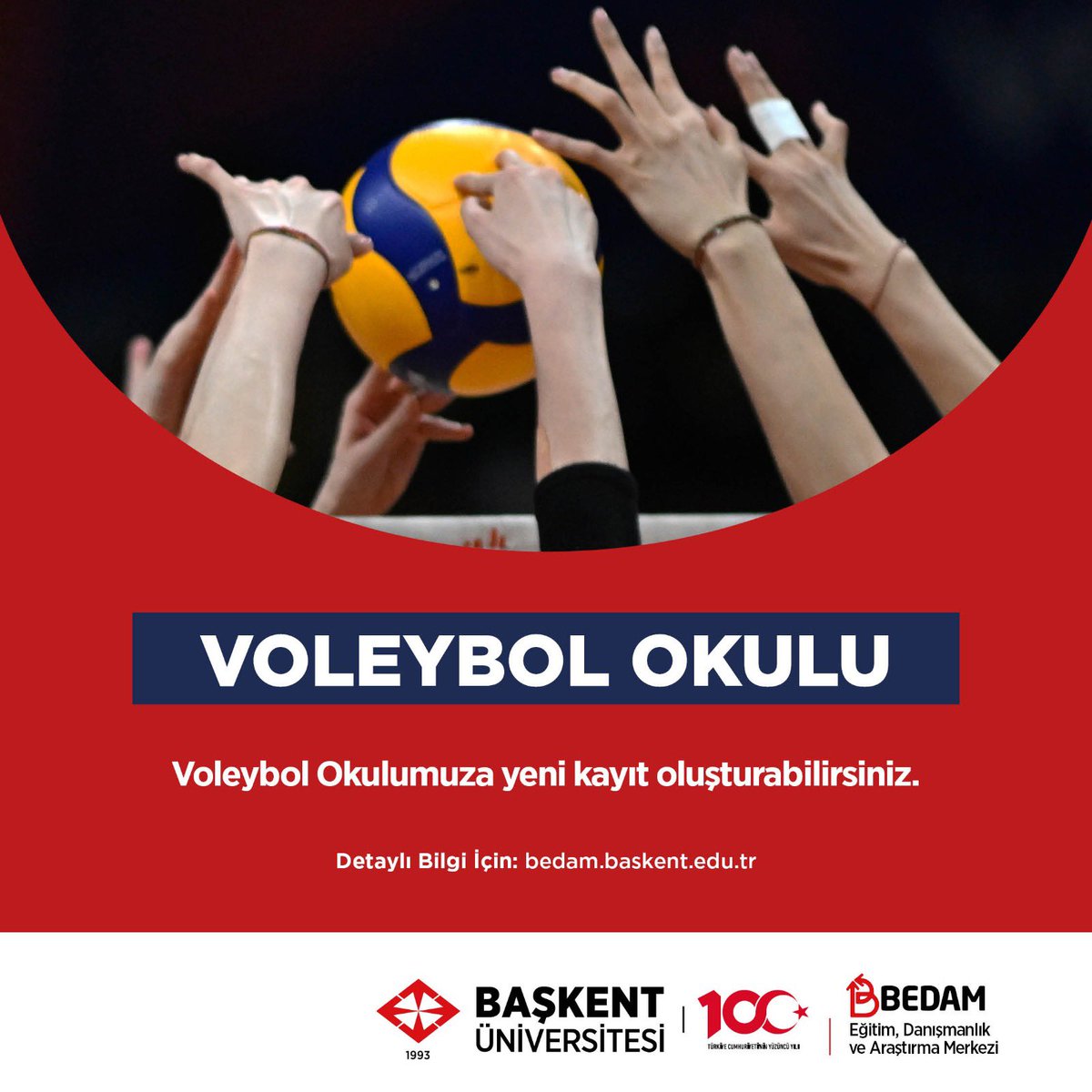 bedambaskent's tweet photo. 🏐 Voleybol Okulu Eğitimlerimiz Devam Ediyor! 🎉

Voleybol eğitimlerimiz, her Cumartesi ve Pazar günleri saat 14:00-15:00 arasında Başkent Üniversitesi Spor Salonunda gerçekleştiriliyor.

👉 Katılım ve başvuru için:
https://t.co/ogvPZwv3uC https://t.co/J93cLaYB5G