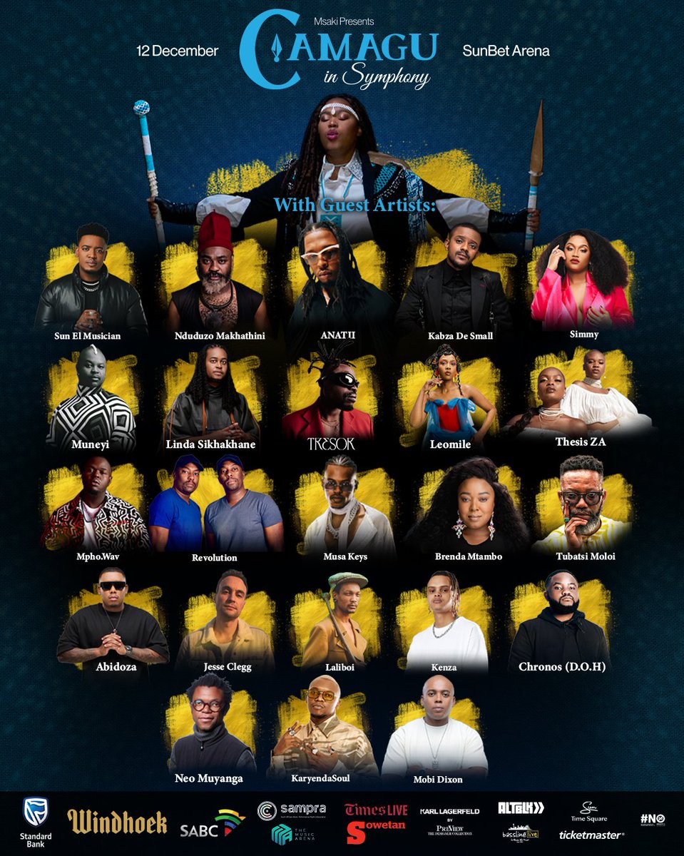 Here it is - the full Camagu in Symphony guest lineup! 🎼🎧✨

It’s going to be an unforgettable night with an amazing mix of artists coming together with hearts of gratitude, celebrating music and Msaki’s incredible journey🙏🏾✨💫

⬇️ 🔗🎟  
ticketmaster.co.za/event/msaki-pr…

#Msaki10