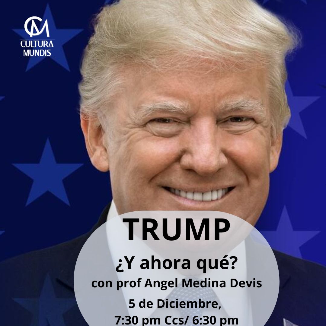 La victoria de TRUMP  ha generado un nuevo escenario en la política de USA

¿Como marca esta nueva etapa al sistema político? ¿Cuál será el rol de USA en un mundo en conflicto?

CONFERENCIA UNICA
 🗓  05 Dic
⏰️ 7:30 Ccs / 6y30 Mia

INSCRIPCIONES AQUÍ  culturamundis.com/pagina-de-curs…