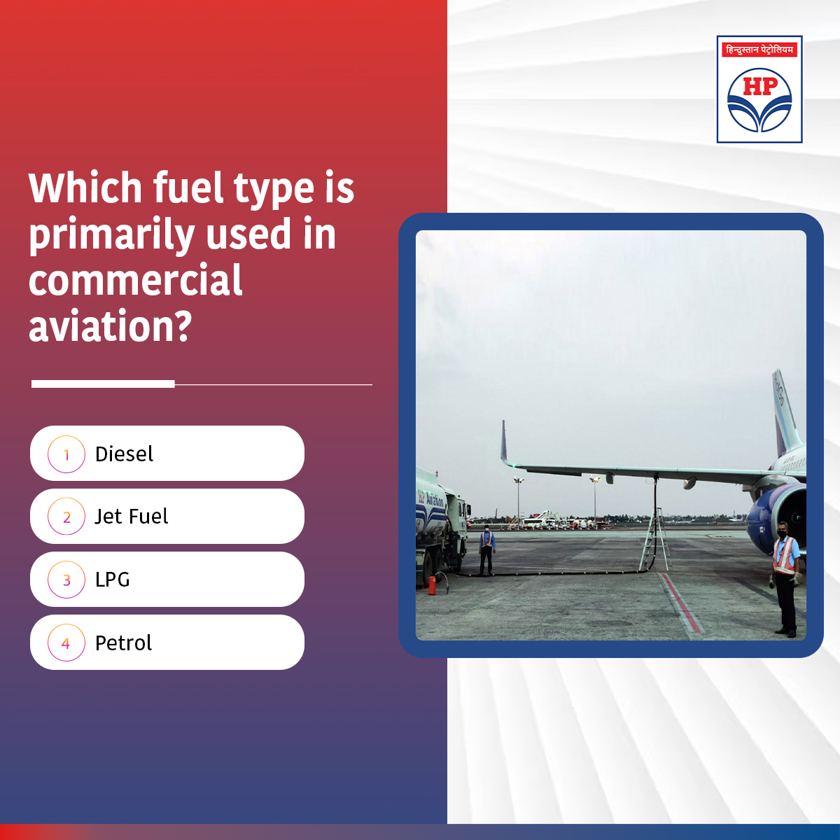 HPCL's tweet photo. Ever wondered what type of fuel keeps commercial planes in the sky? 🌍 Comment below with your answer, and let’s see who knows their aviation fuel facts!
#FuelTrivia #AviationFuel #JetFuel #HPCL https://t.co/WgmHzaiyEP
