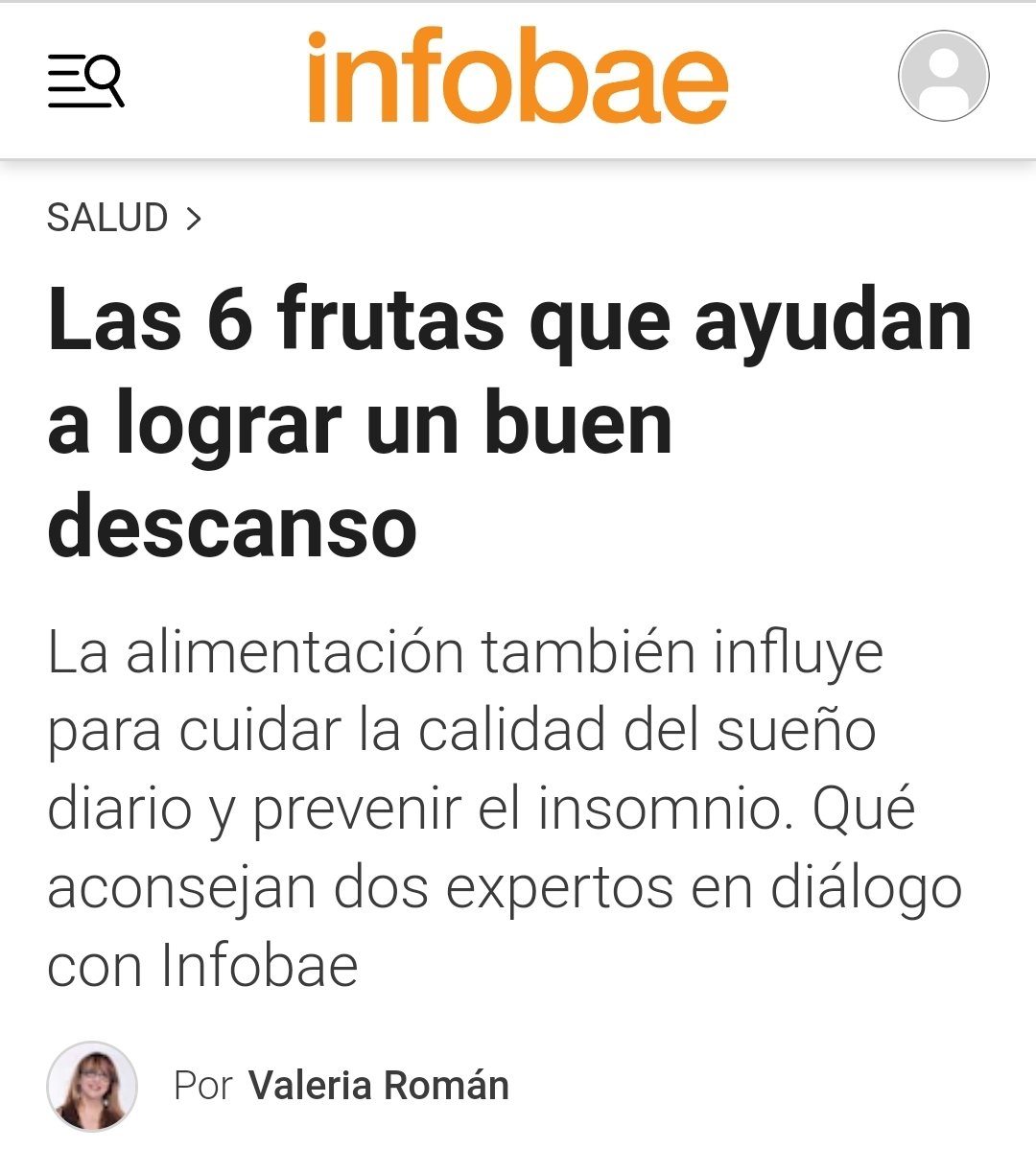 Pablo López (@plopezpsike) on Twitter photo Las 6 frutas que ayudan a lograr un buen descanso - Infobae
Comparto nota en la que opino sobre la íntima relación entre la alimentación y el #sueño.
Gracias <a href="/ValeriaRoman/">Valeria Román 🌎</a>
<a href="/INECOArgentina/">Grupo INECO</a> infobae.com/salud/2024/11/… Las 6 frutas que ayudan a lograr un buen descanso - Infobae
Comparto nota en la que opino sobre la íntima relación entre la alimentación y el #sueño.
Gracias <a href="/ValeriaRoman/">Valeria Román 🌎</a>
<a href="/INECOArgentina/">Grupo INECO</a> infobae.com/salud/2024/11/…