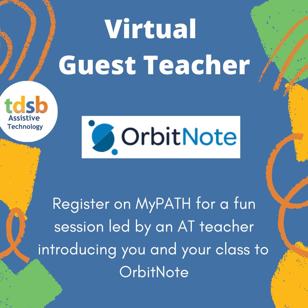 TDSB_AT's tweet image. #WhatsNewWednesday #TDSB Educators - Sign up on MyPath for a Virtual Guest Teacher session and have an AT Teacher introduce #OrbitNote  to your class! bit.ly/TDSBAT_MyPath

#AssistiveTechnology #UDL #inclusion #accessibility