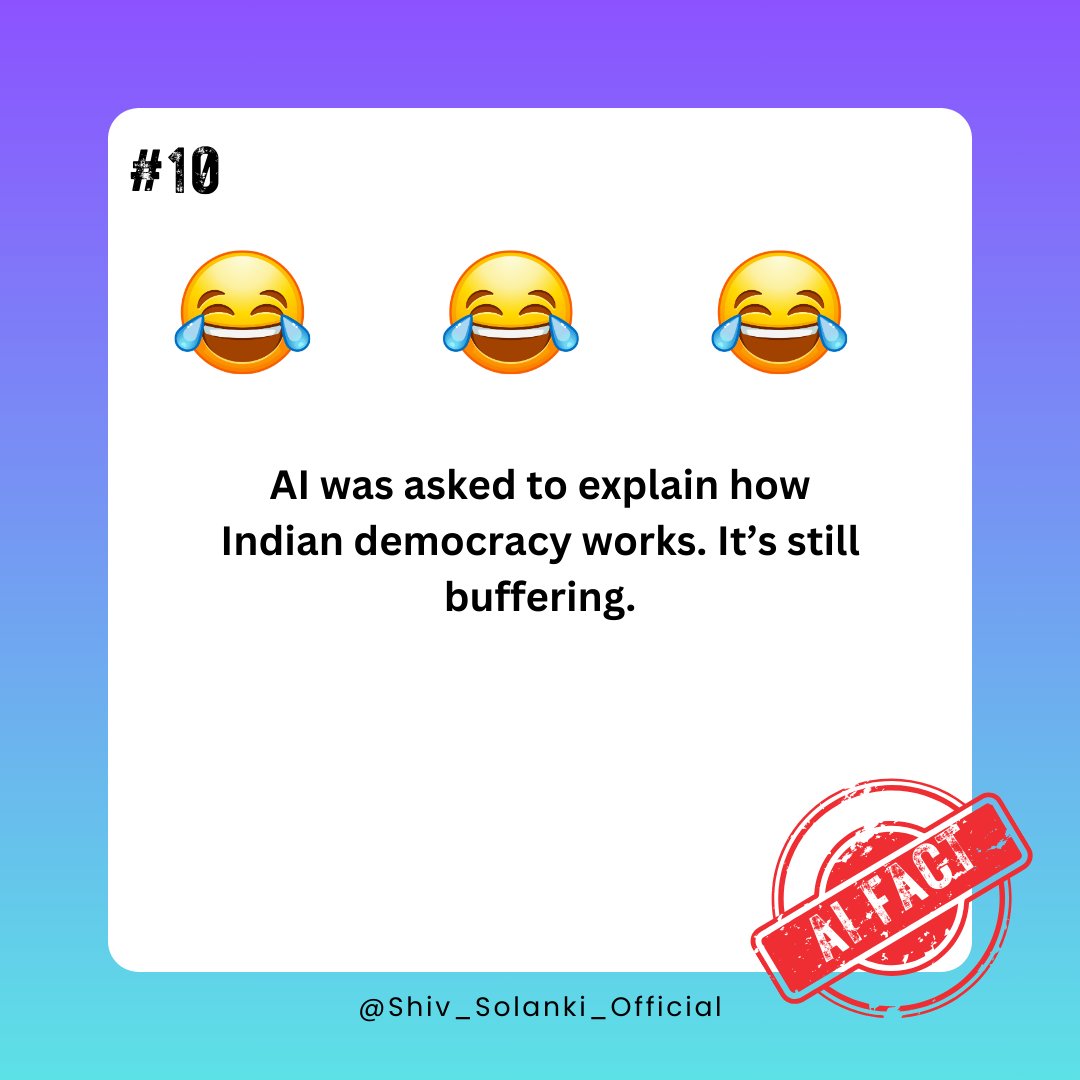 SOLANKISHIV27's tweet image. AI and Indian democracy: Buffering… ⏳🇮🇳 #AIvsPolitics #DemocracyChallenges