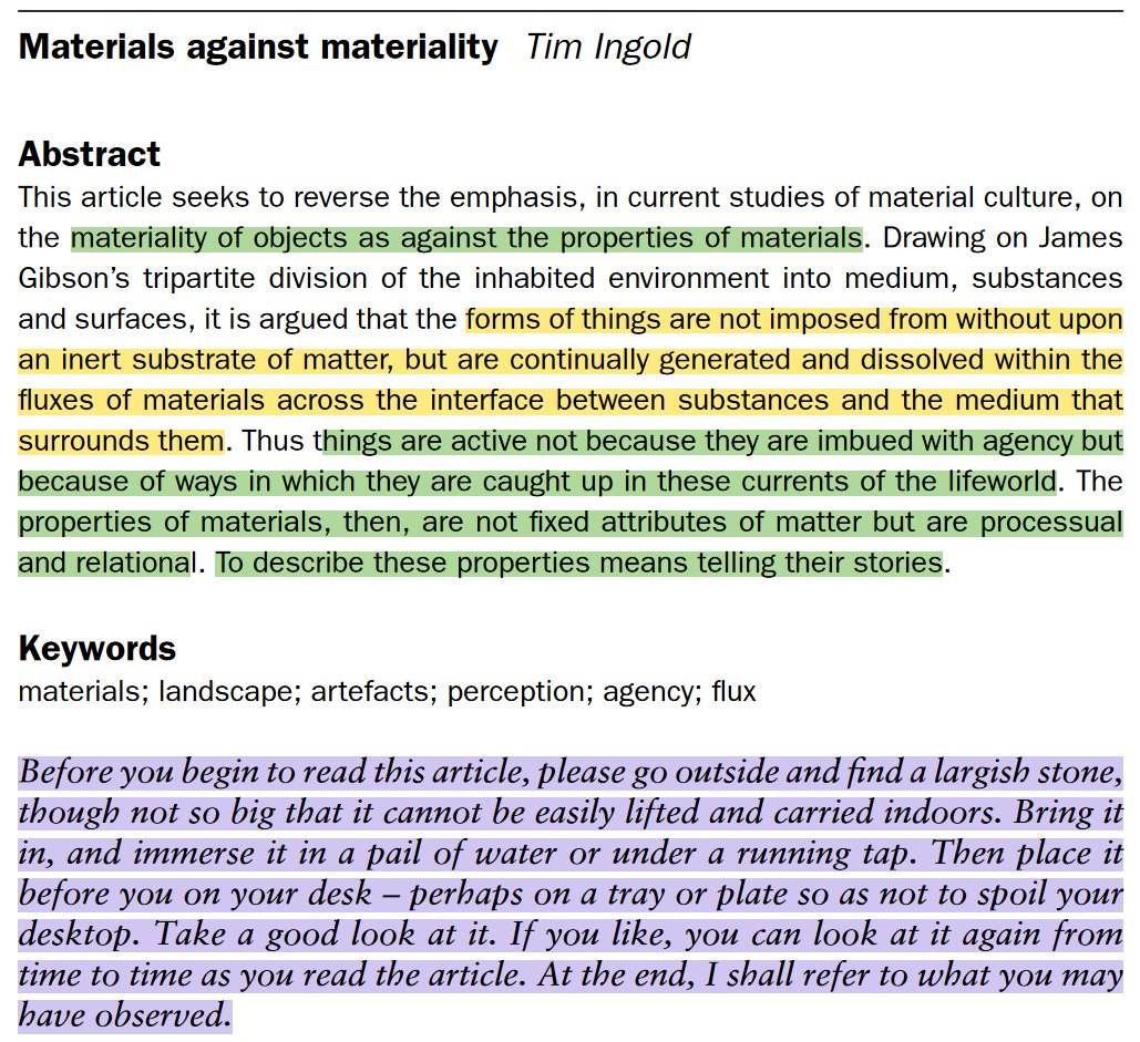 How delightful this is, to think about *materiality* not just #materiality