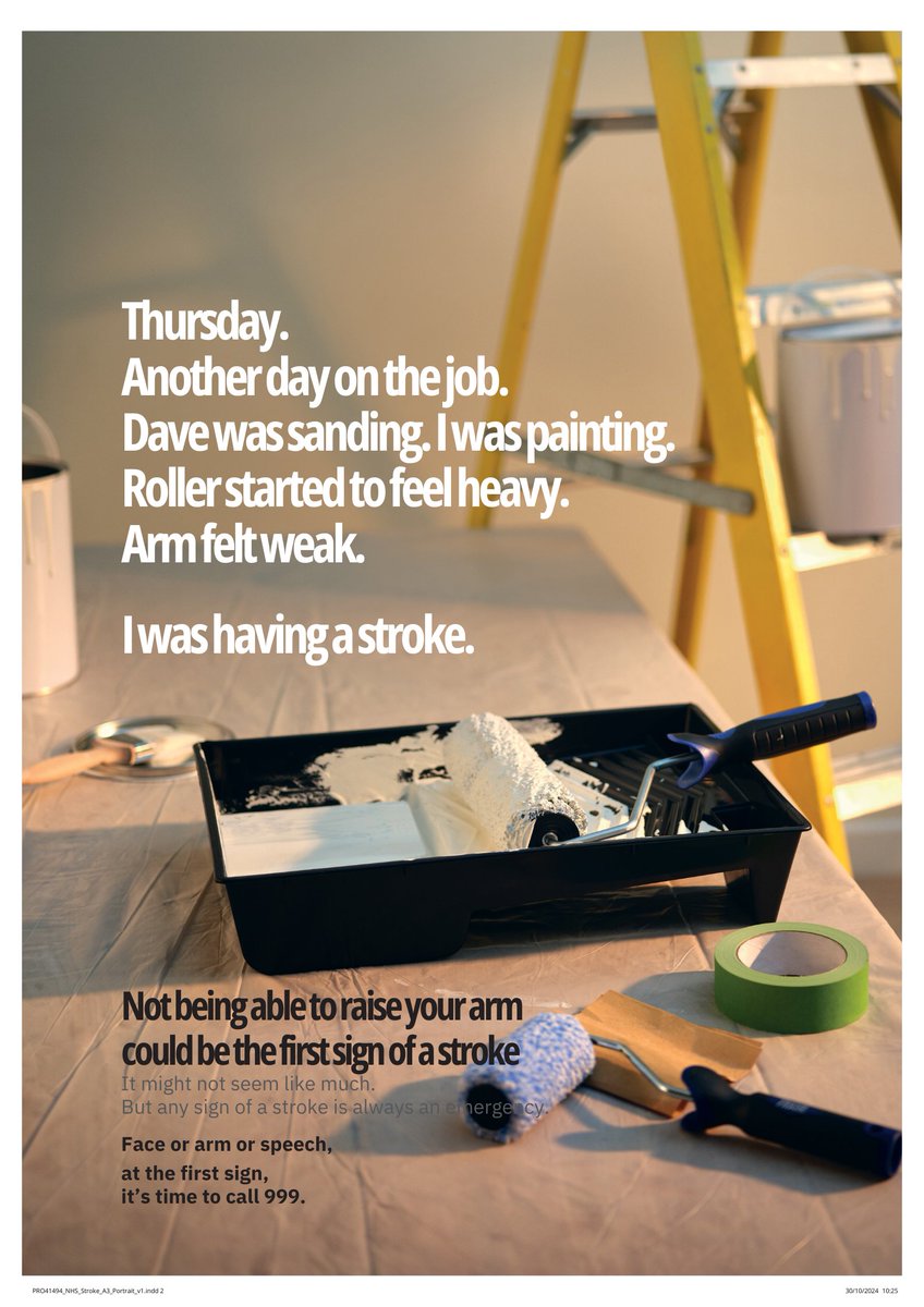 Acting FAST on any sign of a stroke gives patients faster access to specialist treatment that could save their life.  Face or Arm or Speech, at the first sign, it’s Time to call 999.  Visit nhs.uk/ActFAST for more information.